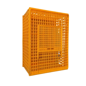 Poultry Transport Cage – Sturdy Plastic, 75x55x27 cm, Easy to Clean, Orange